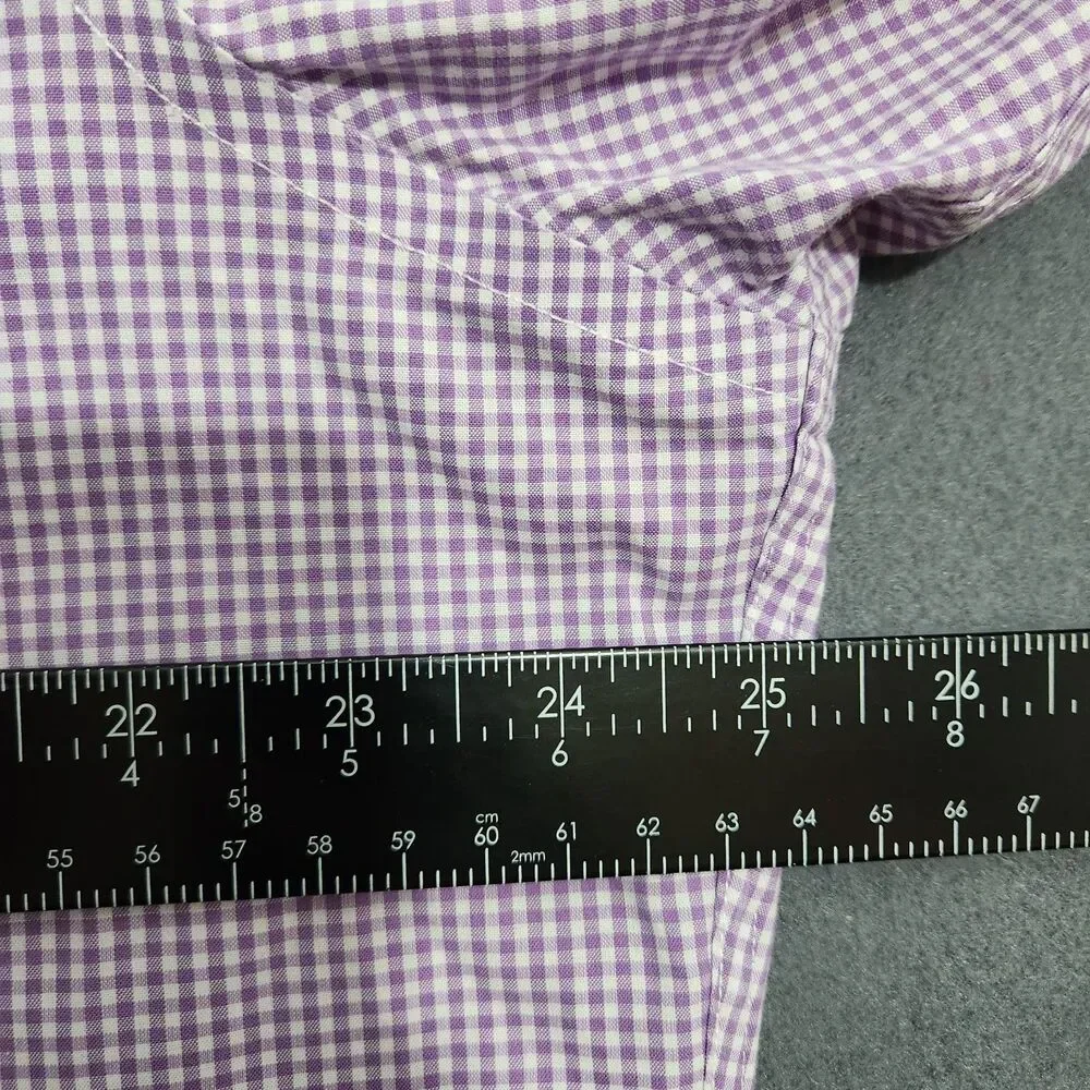 Lauren Ralph Lauren Shirt Men 16.5 Purple Check Classic Fit Non Iron Button Down